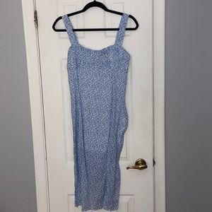 Blue floral midi dress